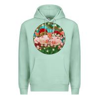 Seafoam Christmas Pigs Premium Hoodie - RanaPortraitStore