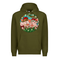 Army Green Christmas Pigs Premium Hoodie - RanaPortraitStore