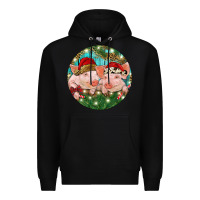 Black Christmas Pigs Premium Hoodie - RanaPortraitStore