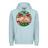 Blue Mist Christmas Pigs Premium Hoodie - RanaPortraitStore