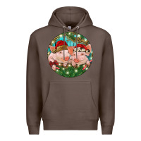 Coffee Christmas Pigs Premium Hoodie - RanaPortraitStore