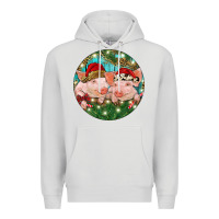Dove Grey Christmas Pigs Premium Hoodie - RanaPortraitStore