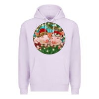 Lilac Christmas Pigs Premium Hoodie - RanaPortraitStore
