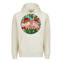 Oatmeal Heather Christmas Pigs Premium Hoodie - RanaPortraitStore