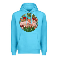 Ocean Blue Christmas Pigs Premium Hoodie - RanaPortraitStore