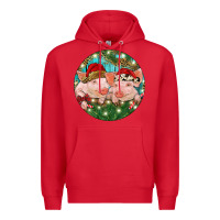 Red Christmas Pigs Premium Hoodie - RanaPortraitStore
