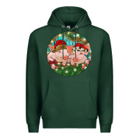 Sports Green Christmas Pigs Premium Hoodie - RanaPortraitStore