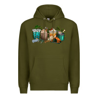 Army Green camping coffee cups Premium Hoodie - texasbilliewilder