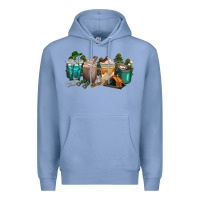Colony Blue camping coffee cups Premium Hoodie - texasbilliewilder
