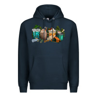 Navy camping coffee cups Premium Hoodie - texasbilliewilder