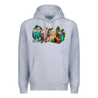 Heather Grey camping coffee cups Premium Hoodie - texasbilliewilder