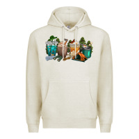 Oatmeal Heather camping coffee cups Premium Hoodie - texasbilliewilder