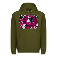 Army Green Pink Christmas Plaid Cowhide Pattern Background Premium Hoodie - RanaPortraitStore