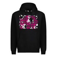 Black Pink Christmas Plaid Cowhide Pattern Background Premium Hoodie - RanaPortraitStore