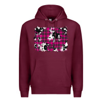 Burgundy Pink Christmas Plaid Cowhide Pattern Background Premium Hoodie - RanaPortraitStore