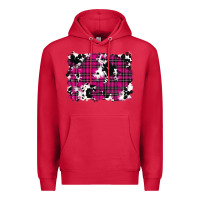 Cardinal Pink Christmas Plaid Cowhide Pattern Background Premium Hoodie - RanaPortraitStore