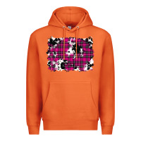 Carrot Pink Christmas Plaid Cowhide Pattern Background Premium Hoodie - RanaPortraitStore