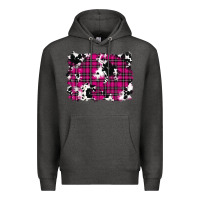 Charcoal Heather Pink Christmas Plaid Cowhide Pattern Background Premium Hoodie - RanaPortraitStore