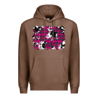 Chestnut Pink Christmas Plaid Cowhide Pattern Background Premium Hoodie - RanaPortraitStore