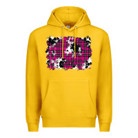 Lemon Pink Christmas Plaid Cowhide Pattern Background Premium Hoodie - RanaPortraitStore