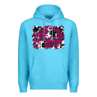 Ocean Blue Pink Christmas Plaid Cowhide Pattern Background Premium Hoodie - RanaPortraitStore