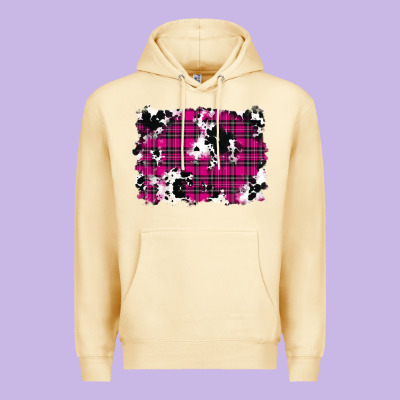 Premium Hoodie Pink Christmas Plaid Cowhide Pattern Background