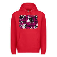 Red Pink Christmas Plaid Cowhide Pattern Background Premium Hoodie - RanaPortraitStore
