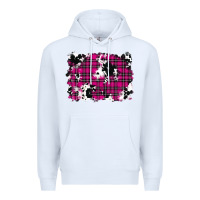 White Pink Christmas Plaid Cowhide Pattern Background Premium Hoodie - RanaPortraitStore
