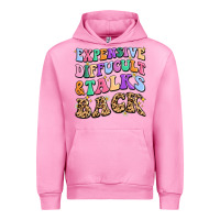 Fuchsia Pink expensive diffucult and talks back Urban Hoodie - MaliasSmallBusiness