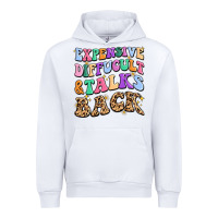 White expensive diffucult and talks back Urban Hoodie - MaliasSmallBusiness