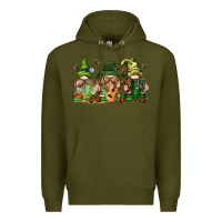 Army Green camping gnomies Premium Hoodie - texasbilliewilder
