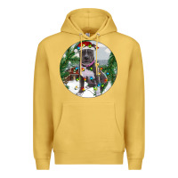 Antique Gold Pitbull And Farm Premium Hoodie - RanaPortraitStore