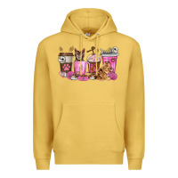 Antique Gold cat coffee cups Premium Hoodie - texasbilliewilder