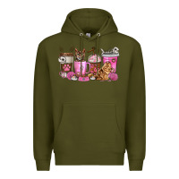 Army Green cat coffee cups Premium Hoodie - texasbilliewilder