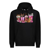 Black cat coffee cups Premium Hoodie - texasbilliewilder