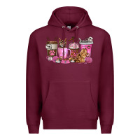 Burgundy cat coffee cups Premium Hoodie - texasbilliewilder