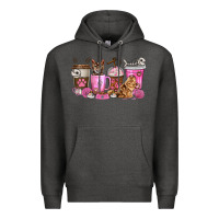 Charcoal Heather cat coffee cups Premium Hoodie - texasbilliewilder