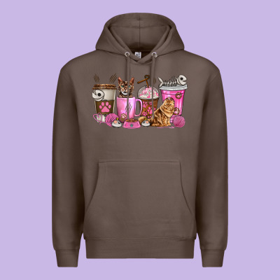 Premium Hoodie cat coffee cups