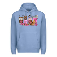 Colony Blue cat coffee cups Premium Hoodie - texasbilliewilder
