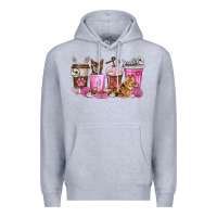 Heather Grey cat coffee cups Premium Hoodie - texasbilliewilder