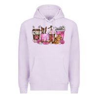 Lilac cat coffee cups Premium Hoodie - texasbilliewilder
