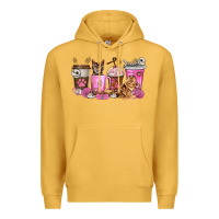 Mustard cat coffee cups Premium Hoodie - texasbilliewilder