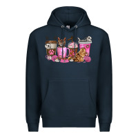 Navy cat coffee cups Premium Hoodie - texasbilliewilder