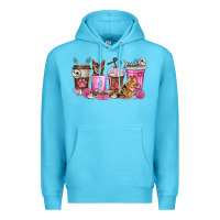 Ocean Blue cat coffee cups Premium Hoodie - texasbilliewilder