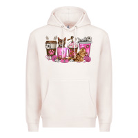 Pale Pink cat coffee cups Premium Hoodie - texasbilliewilder