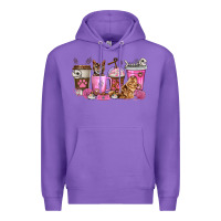 Purple cat coffee cups Premium Hoodie - texasbilliewilder