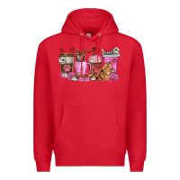 Red cat coffee cups Premium Hoodie - texasbilliewilder