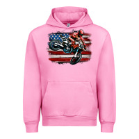 Fuchsia Pink dirt bike american flag Urban Hoodie - MaliasSmallBusiness