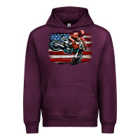 Mauve Wine dirt bike american flag Urban Hoodie - MaliasSmallBusiness