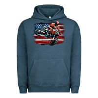 Pigment Midnight Navy dirt bike american flag Urban Hoodie - MaliasSmallBusiness